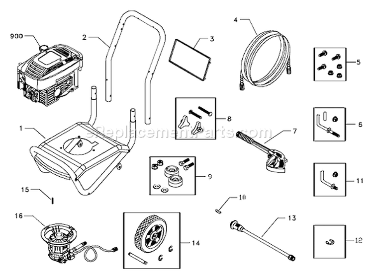 Page A Diagram and Parts List for 1807-1  Briggs and Stratton Pressure Washer